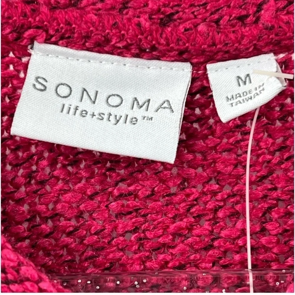 Sonoma Lifestyle Cherry V-neck Long Sleeve Sweater Size M
